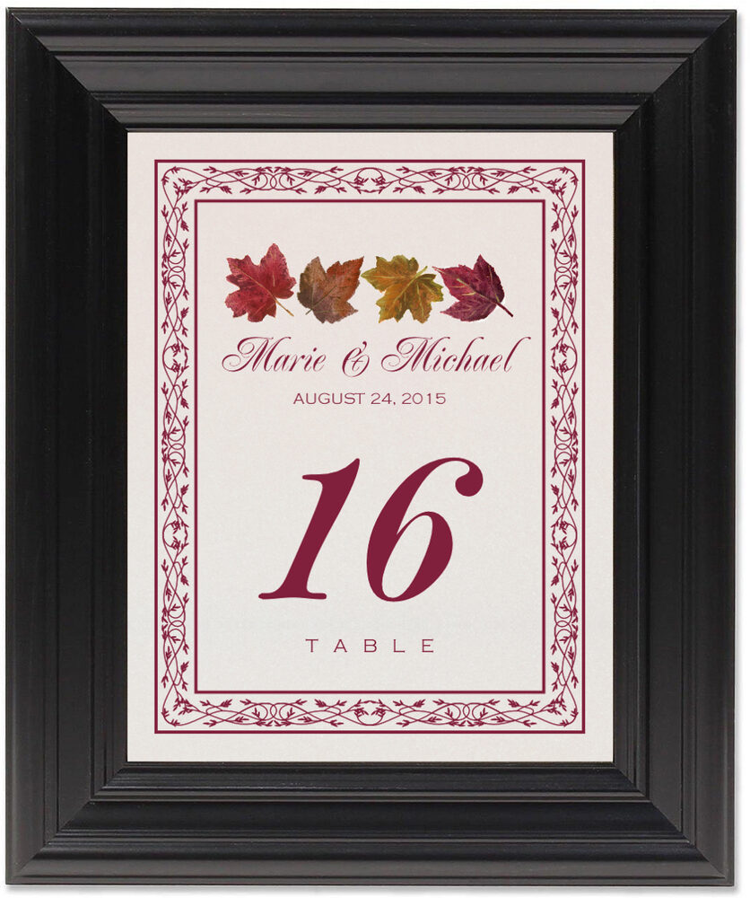 Framed Photograph of Maple Leaf Pattern Table Numbers