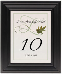 Framed Photograph of Wispy Oak Leaf Table Numbers