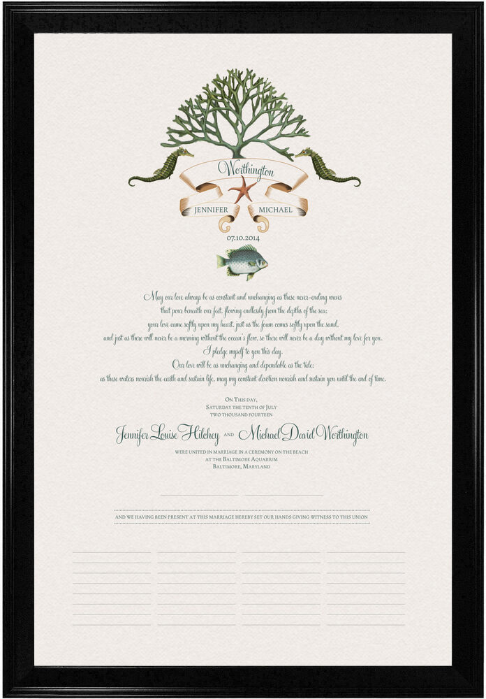 Photograph of Ocean Garden Wedding Certificates