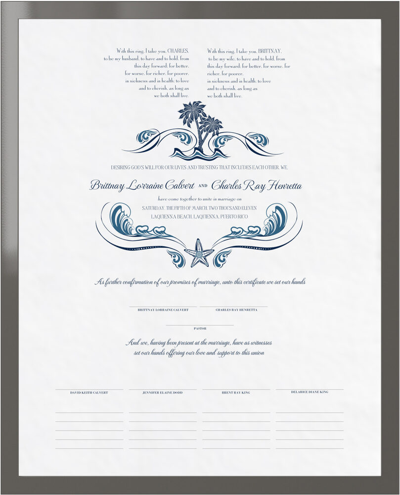 Photograph of Paisley Palm Tree Wedding Certificates