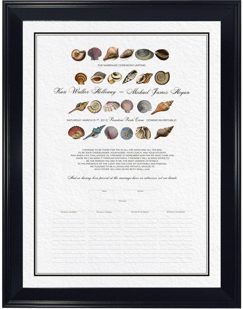 Photograph of Seashell Collector Wedding Certificates