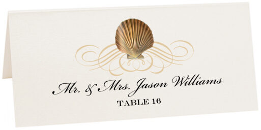 Photograph of Tented Seashell Flourish 03 Place Cards
