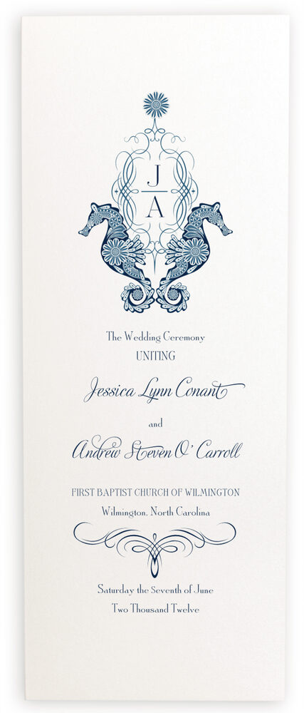 Photograph of Paisley Seahorse Monogram Wedding Programs