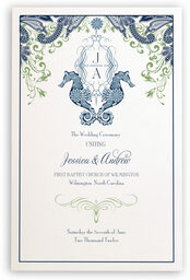 Photograph of Paisley Seahorse Swirl Monogram Wedding Programs
