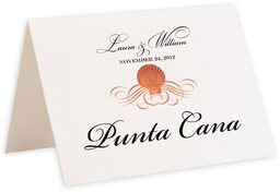 Photograph of Tented Seashell Scallop Swirl Table Names