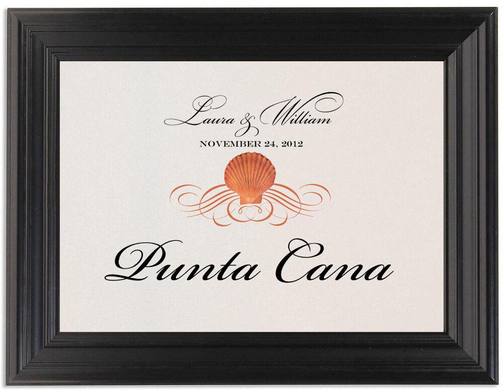 Framed Photograph of Seashell Scallop Swirl Table Names