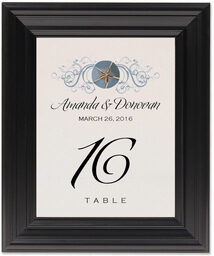 Framed Photograph of Blue Sand Dollar Table Numbers