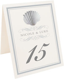Photograph of Tented Silver Scallop Swirl Table Numbers