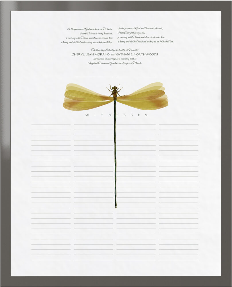 Photograph of Dragonfly Wings Wedding Certificates