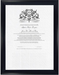 Photograph of Woodcut Birds Wedding Certificates