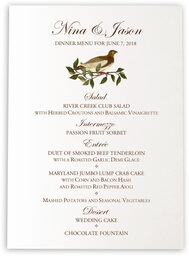 Photograph of Brown Birds Wedding Menus