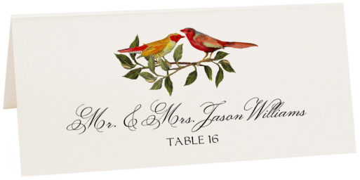 Photograph of Tented Two Red Birds Place Cards