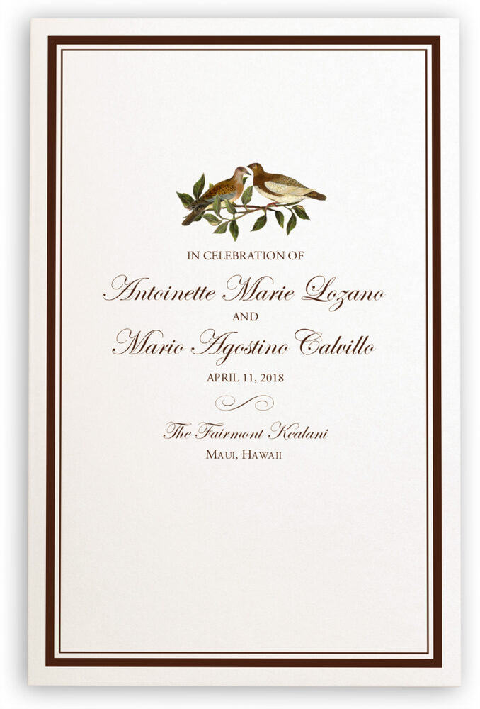 Photograph of Brown Birds Wedding Programs