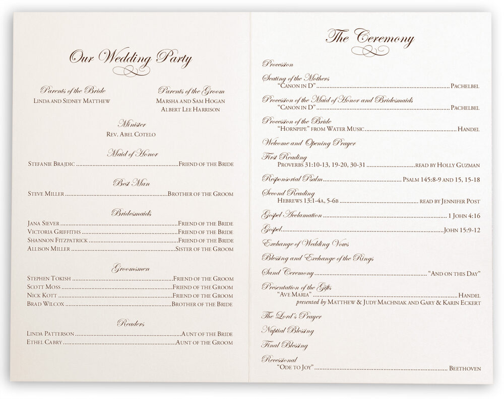 Photograph of Brown Birds Wedding Programs