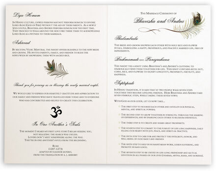 Peacock In A Plum Tree Wedding Ceremony Programs Hindu Wedding