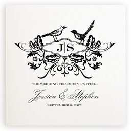 Photograph of Woodcut Birds Square Wedding Program Wedding Programs