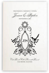 Photograph of Woodcut Birds Wedding Program Wedding Programs