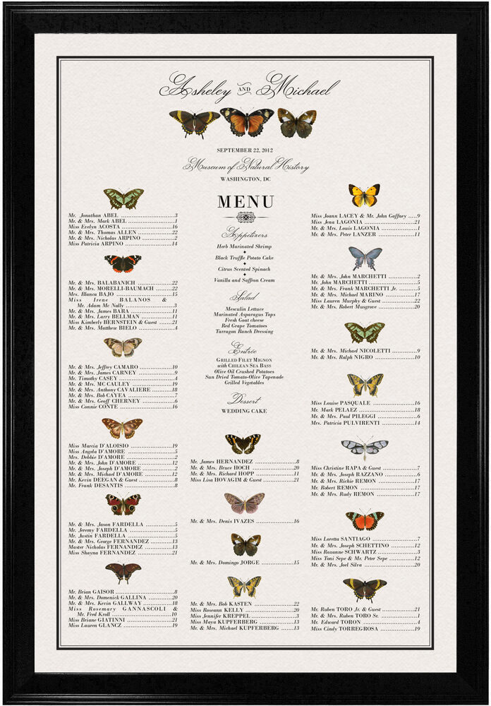 Photograph of Butterfly Collector Seating Charts