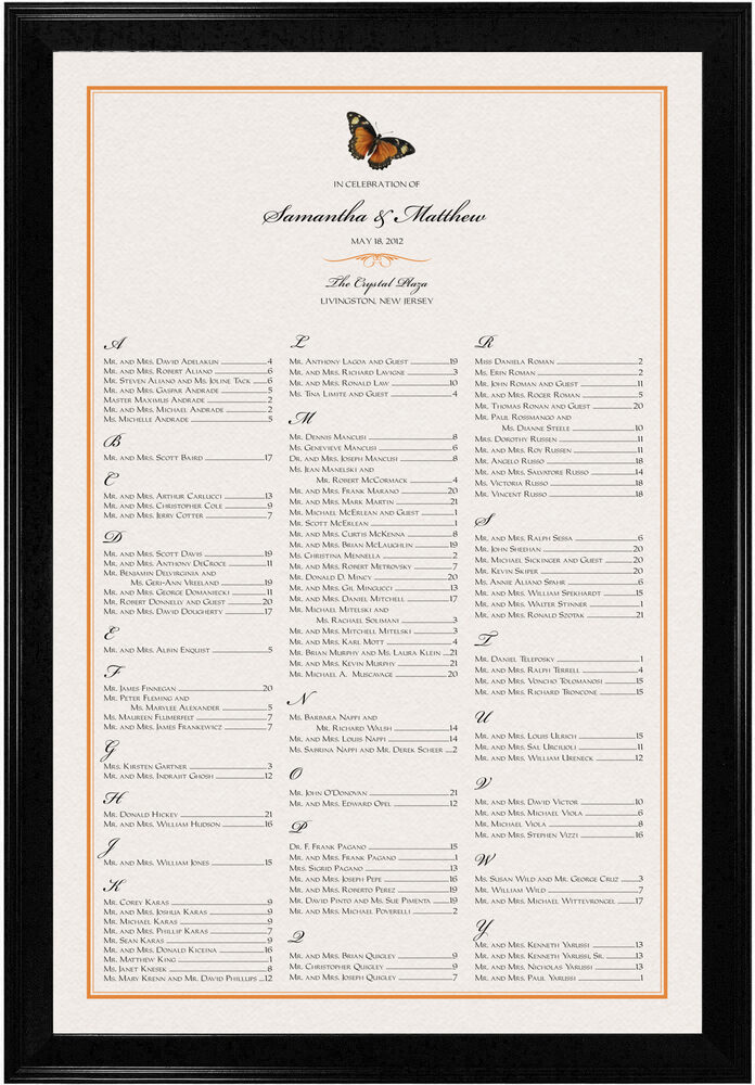 Photograph of Butterfly Wishes Seating Charts