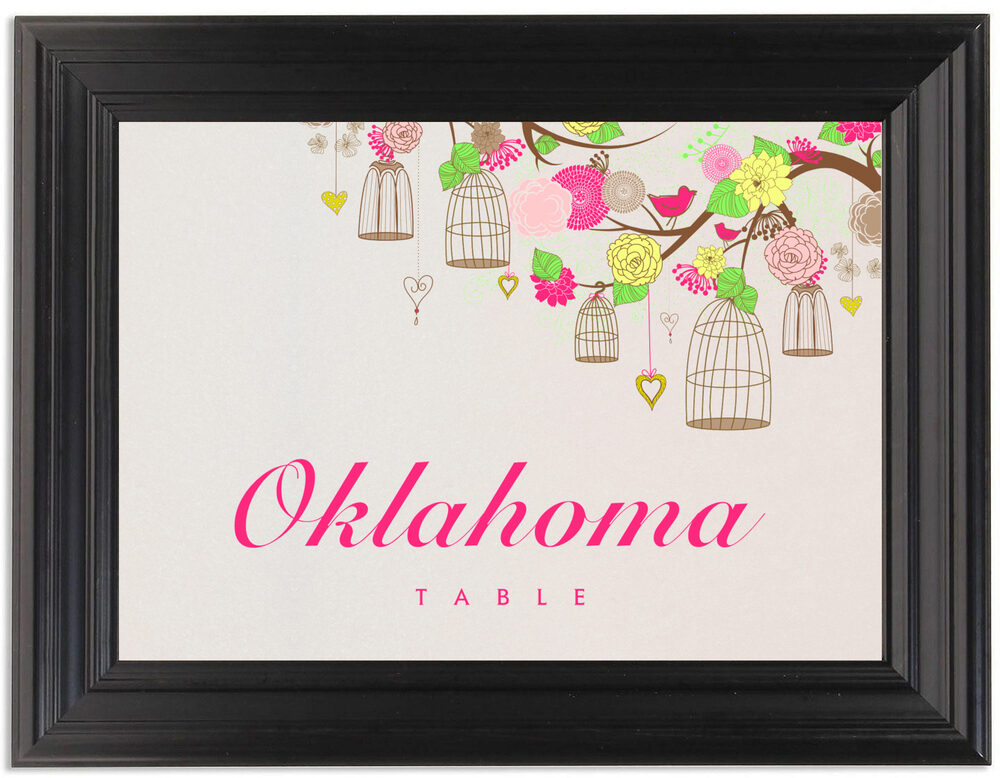 Framed Photograph of Bird Cages Table Names