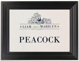 Framed Photograph of Pompous Peacock Table Names