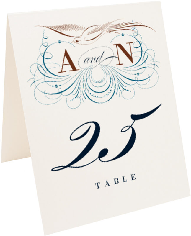 Photograph of Tented Bodini Birds Table Numbers