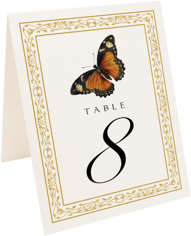 Photograph of Tented Monarch Butterfly Table Numbers