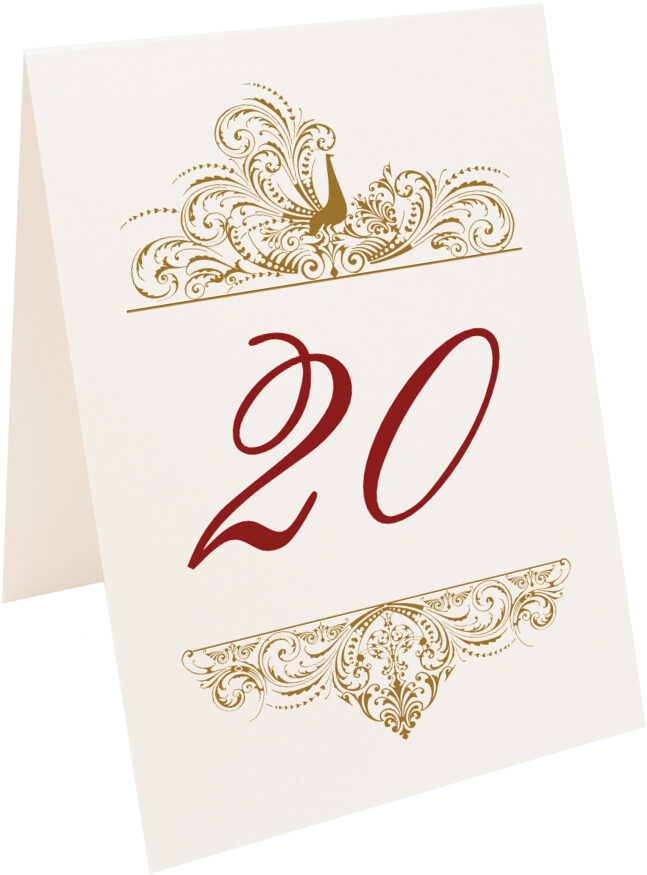 Photograph of Tented Pompous Peacock Table Numbers