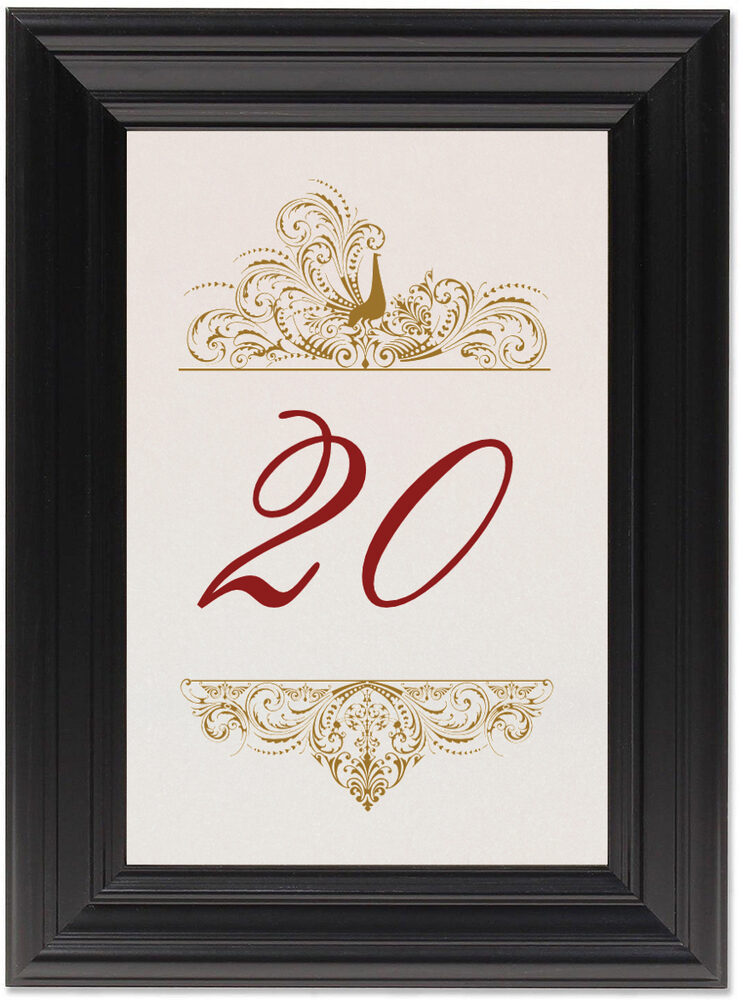Framed Photograph of Pompous Peacock Table Numbers