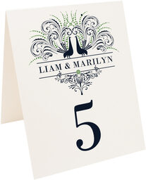 Photograph of Tented Pompous Peacock Table Numbers