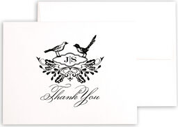 Photograph of Woodcut Birds Thank You Notes