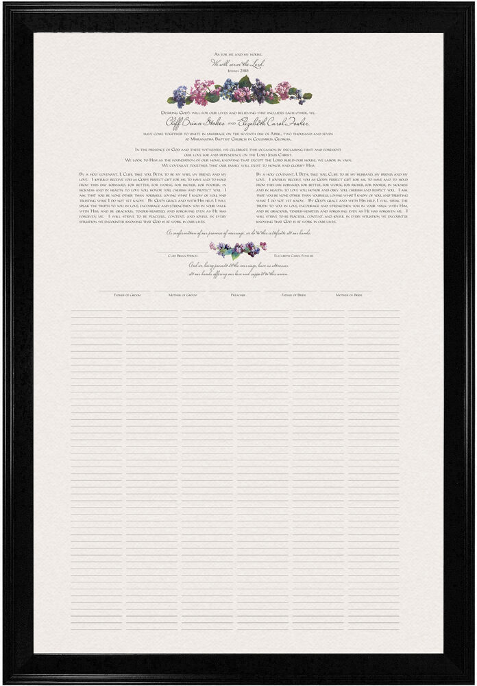 Photograph of Colorful Hydrangea Wedding Certificates