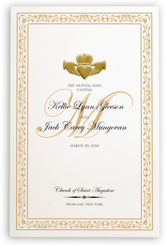 Photograph of Gold Claddagh Wedding Programs