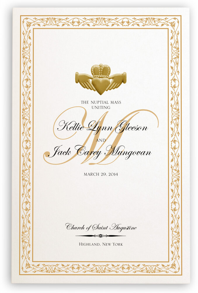 Photograph of Gold Claddagh Wedding Programs