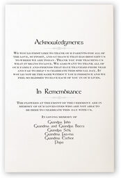 Photograph of Harp and Thistle Wedding Programs