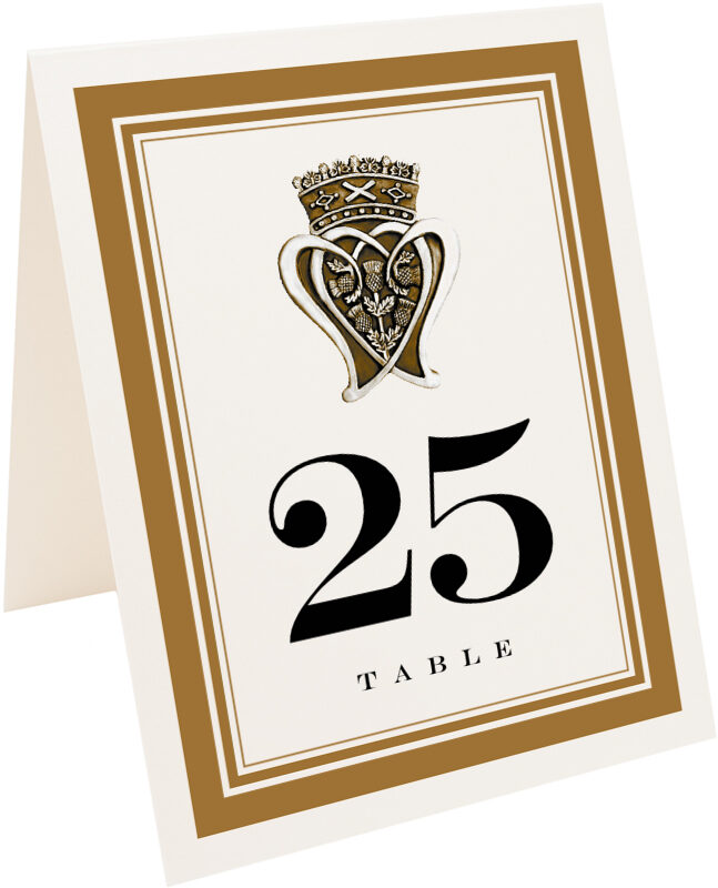 Photograph of Tented Bronze Scottish Luckenbooth Table Numbers