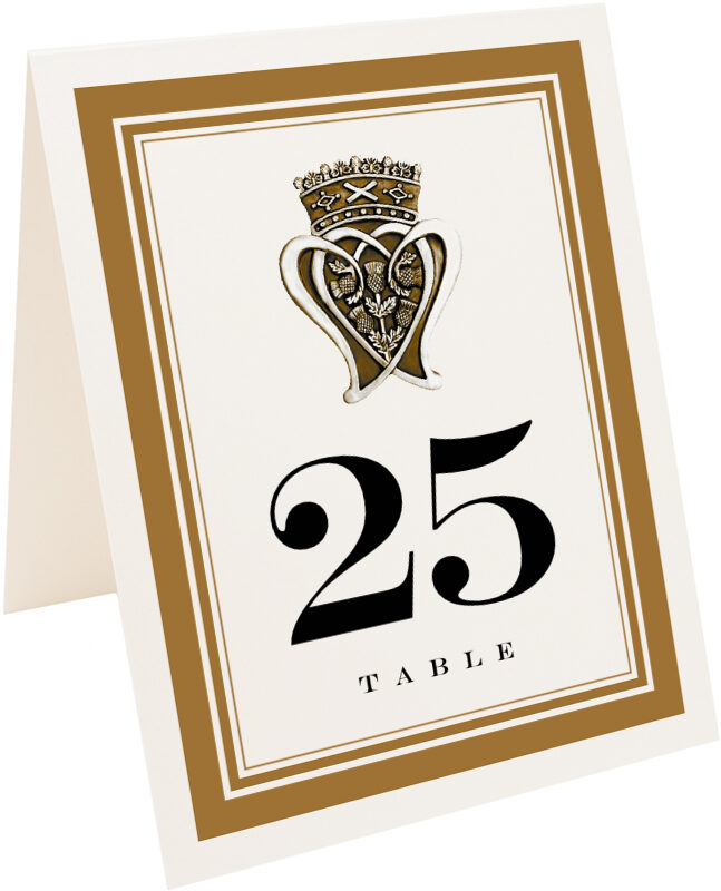 Photograph of Tented Bronze Scottish Luckenbooth Table Numbers