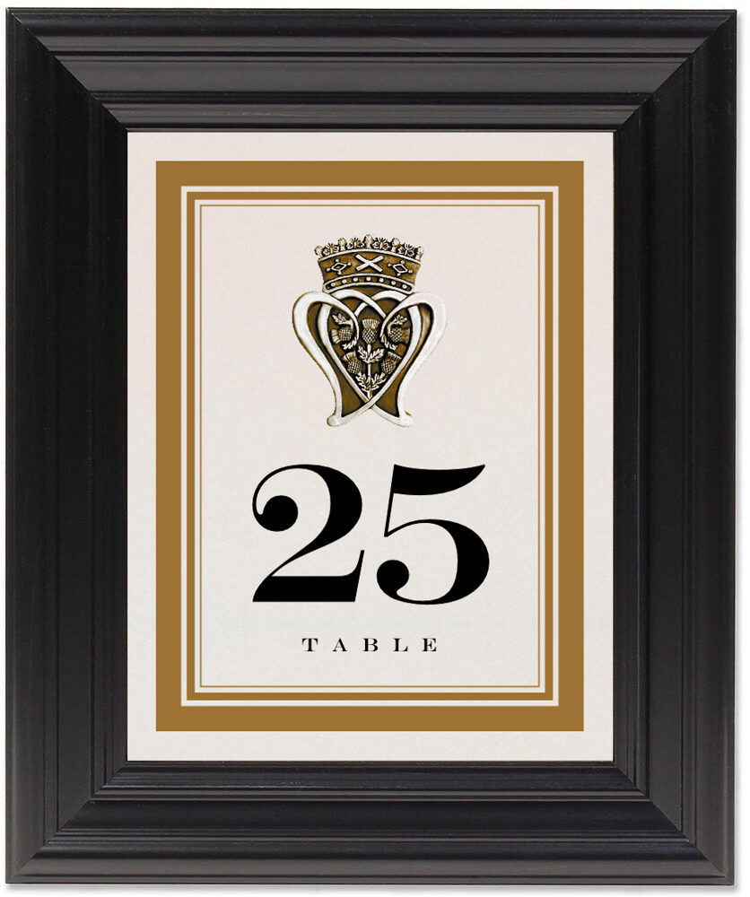 Framed Photograph of Bronze Scottish Luckenbooth Table Numbers