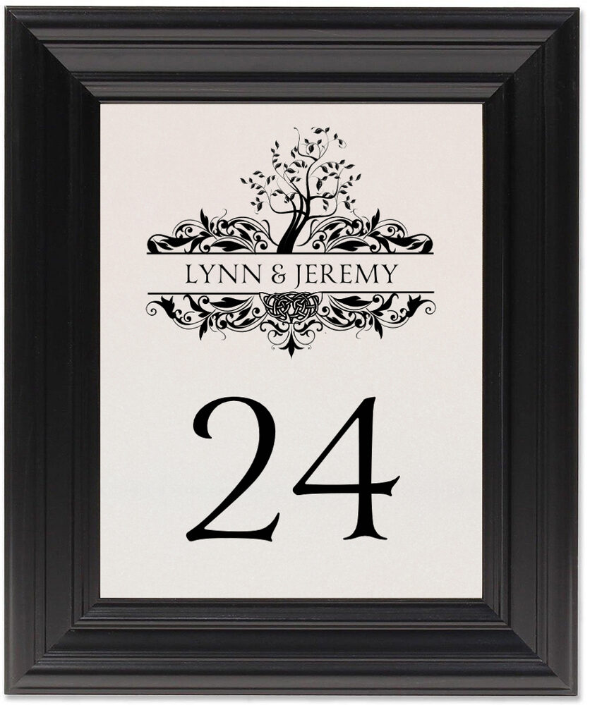 Framed Photograph of Celtic Tree of Life Monogram Table Numbers
