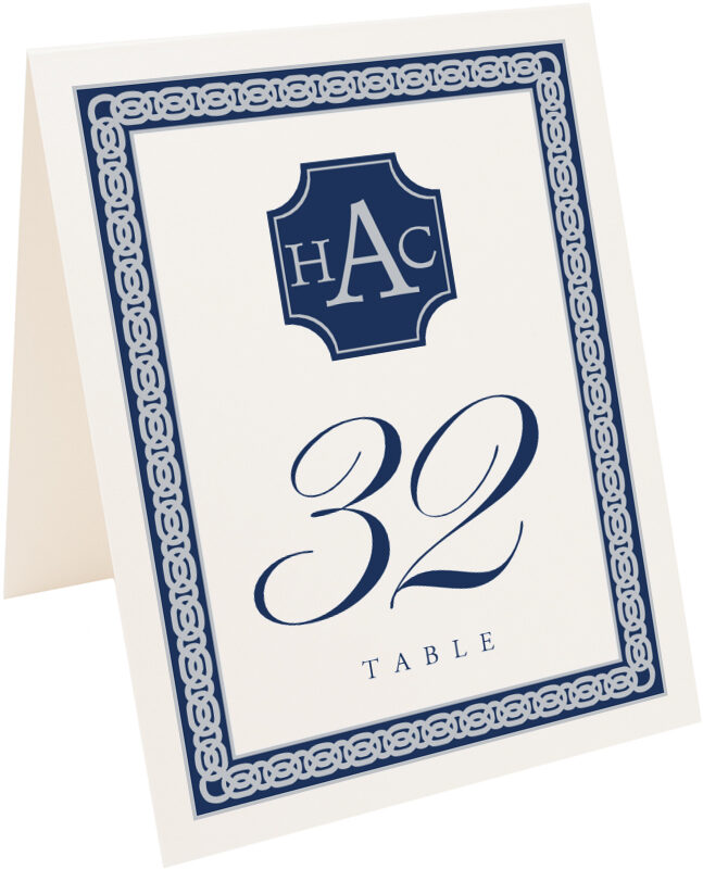 Photograph of Tented Dauphin Monogram 02 Table Numbers