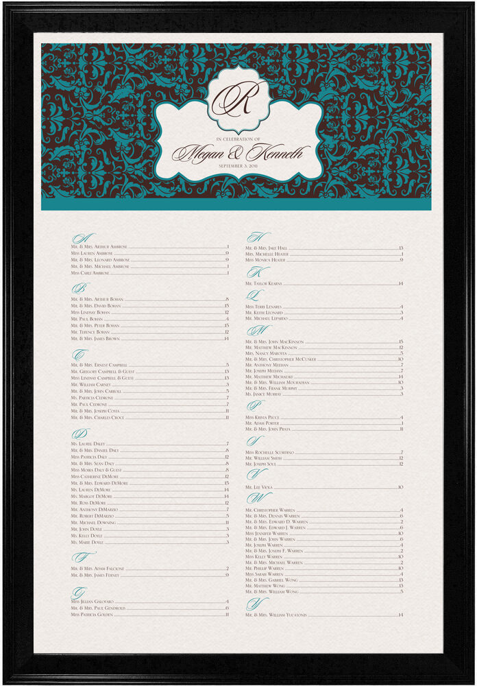 Photograph of Daily Damask Seating Charts