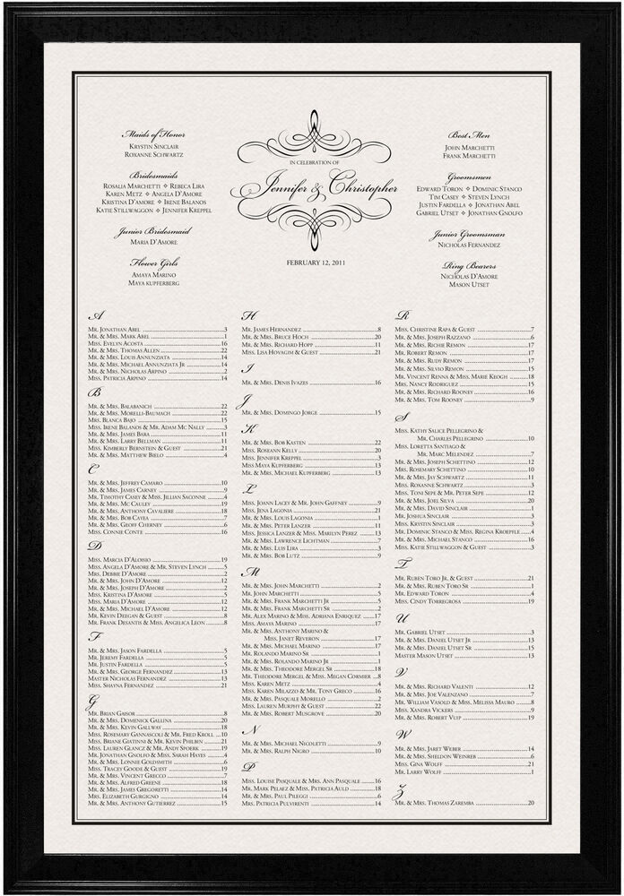 Photograph of Flourish Monogram 10A Seating Charts