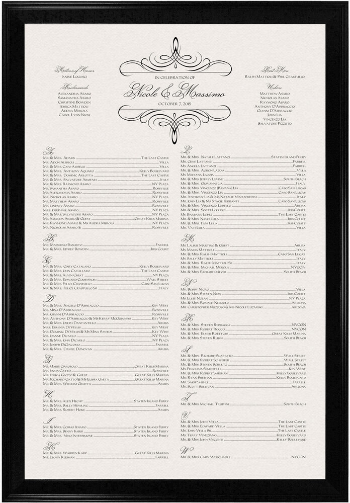 Photograph of Flourish Monogram 10B Seating Charts