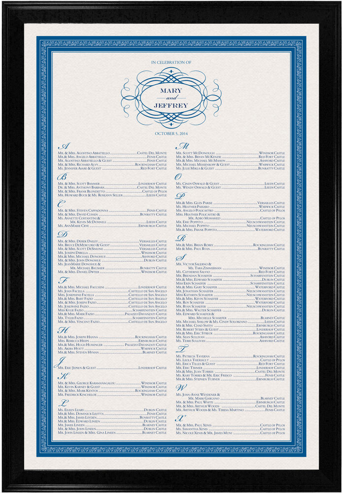 Photograph of Flourish Monogram 16 Seating Charts