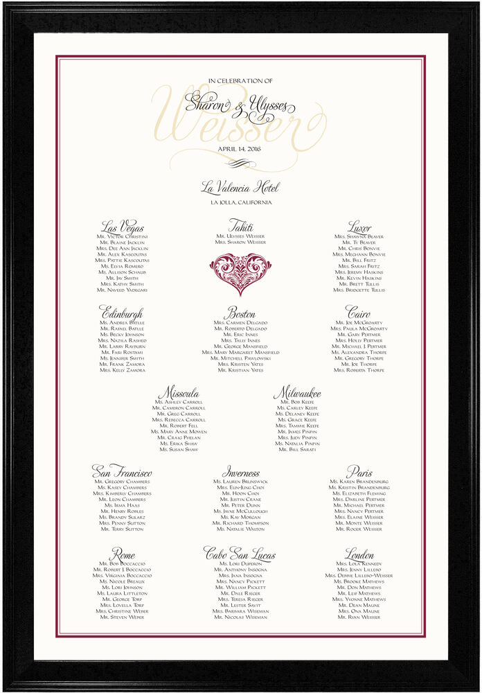 Photograph of Love Assounta Seating Charts