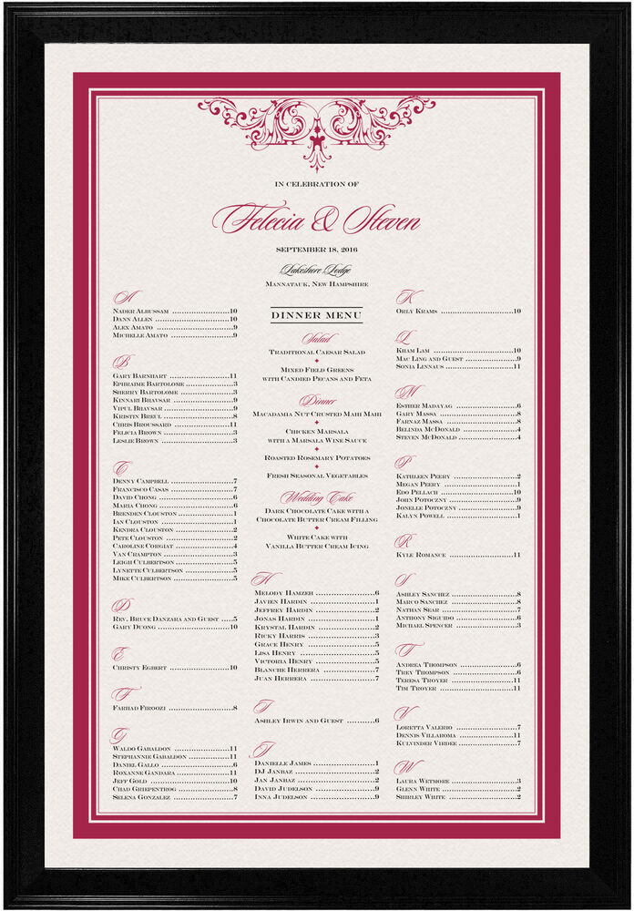 Photograph of Song Seating Charts