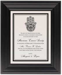 Framed Photograph of Hand of Miriam Donation Cards