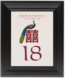 Framed Photograph of Double Happiness Peacock Table Numbers