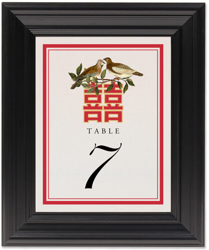 Framed Photograph of Happy Birds Table Numbers
