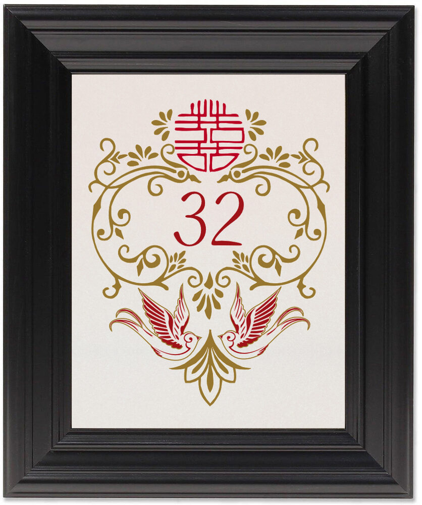 Framed Photograph of Happy Starlings Table Numbers